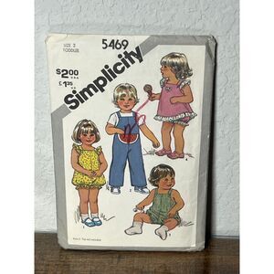 Simplicity 5469 Sewing Pattern Toddler Romper Sundress Panties Jumpsuit Size 2